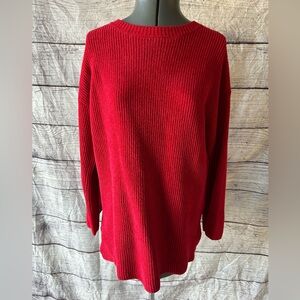 Eileen Fisher 100% organic cotton red ribbed sweater size XS